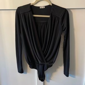 Free People Intimates long sleeve bodysuit; black; size S